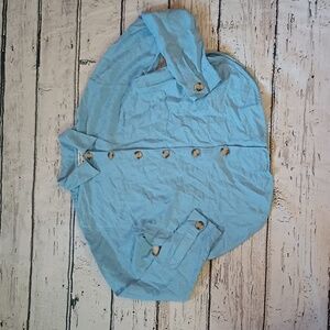 Blank NYC Light Blue Linen Blend Long Sleeve Lagenlook Blouse Shirt S